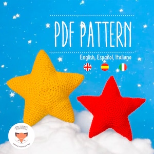 No-Sew Crochet Stern Amigurumi Muster: 2 Techniken. Schritt-für-Schritt in Englisch, Español, Italiano