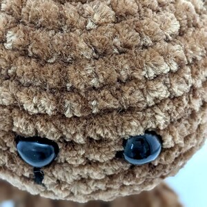Gehäkelter brauner Teddy Bär aus weichem, samtigem Mikrofaser-Garn. Amigurumi Chenille Stofftier Teddybär für Kinder 3 geeignet. Mittlere Größe Bild 8