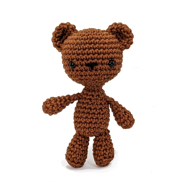 Crocheted Brown Teddy Bear 100% cotton. Amigurumi soft toy teddy bear suitable for children3. Small size. Worldwide shipping image 3