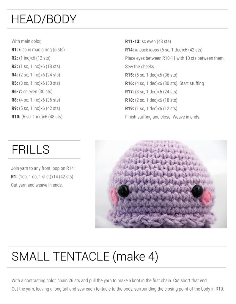 PDF Crochet Jellyfish Amigurumi Pattern Jellyfish plushie pattern tutorial in english, español, italiano image 10