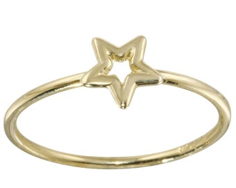 Size 7 14k Italian Yellow Gold Star Ring