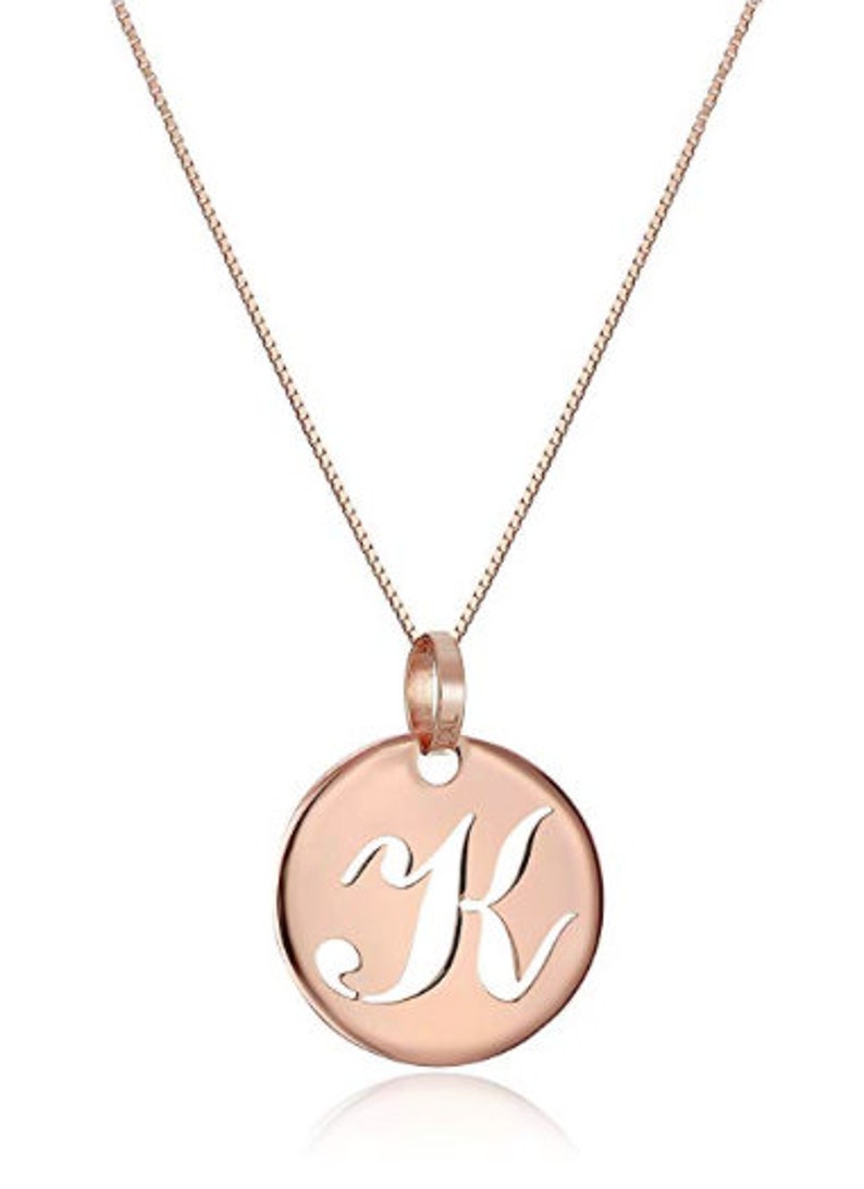 18 Italian 14k Yellow Gold K Script Initial Pendant Necklace