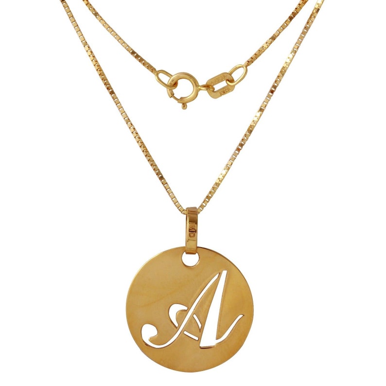 18 Italian 14k Yellow Gold K Script Initial Pendant Necklace