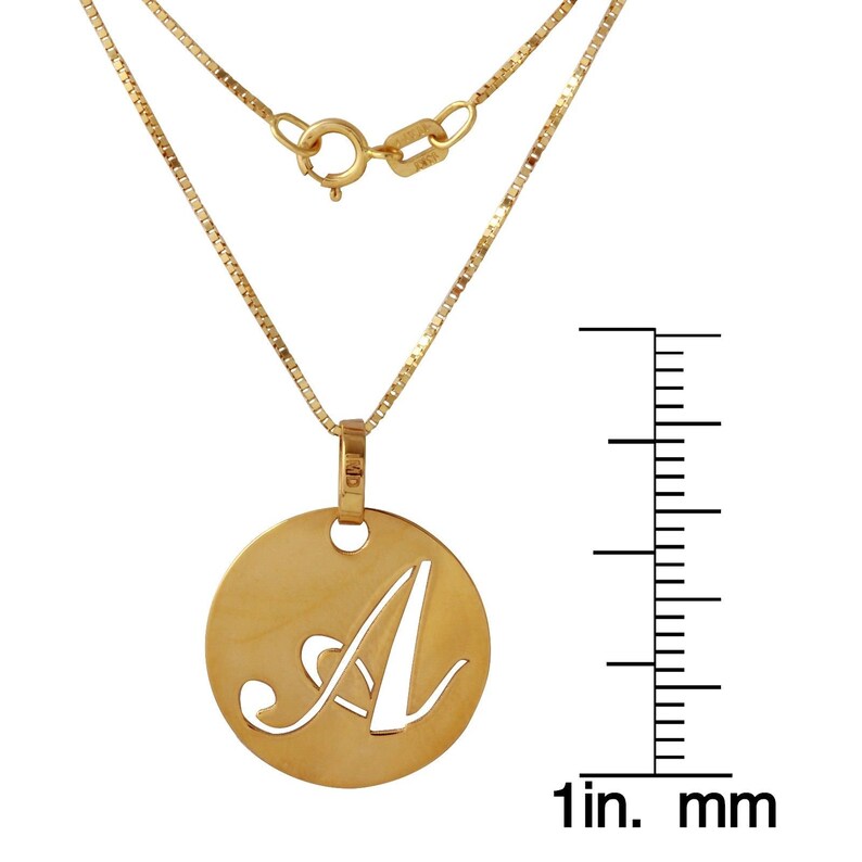 18 Italian 14k Yellow Gold K Script Initial Pendant Necklace