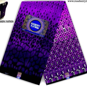 African Print Fabric, Purple Animal & Geometric Design