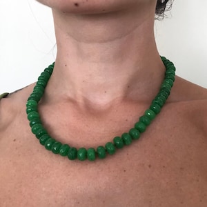 Green jasper necklace, Green jasper beaded necklace, bold gemstone necklace, libra gemstone
