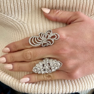 Rhinestone metal ring, metal ring with rhinestones, chunky ring, statement ring, boho ring