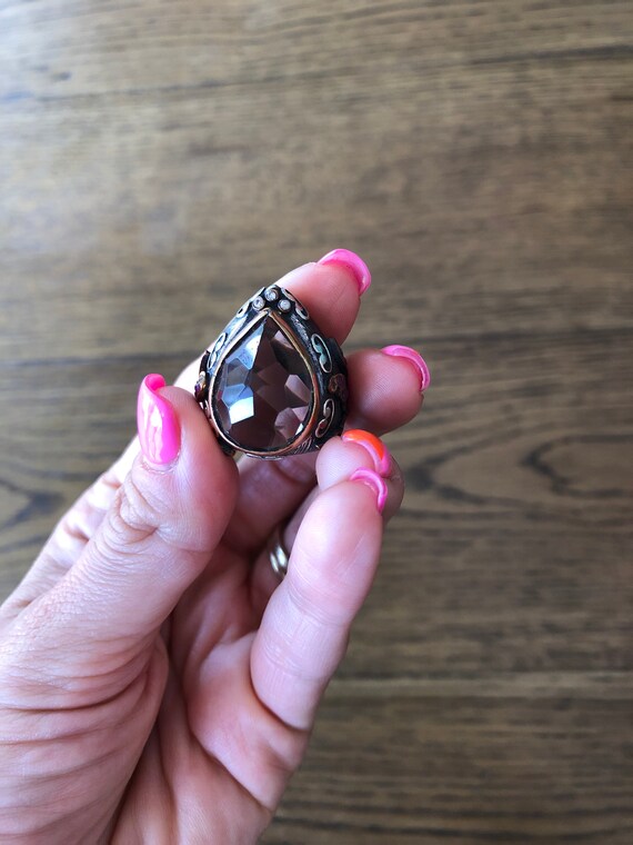 Quartz Sterling Silver Ring, Smoky quartz sterlin… - image 2