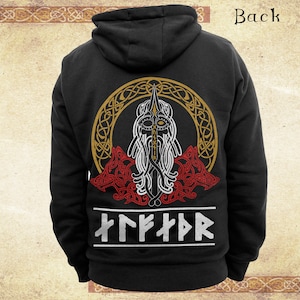 Bluza z kapturem Odin Allfather - Norse Viking Clothing - Wzór na plecach