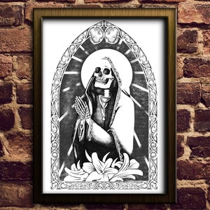 Santa Muerte Praying - Christian Art Print
