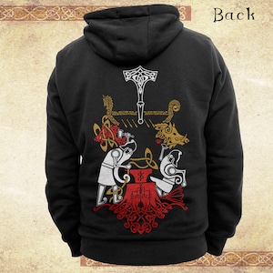 Brokkr and Sindri Hoodie - Norse Viking Clothing - Design on Back