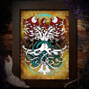 Yggdrasil Gift, Yggdrasil Artwork, Tree of Life, Norse Mythology, Nidhogg Art, Pagan Home Decor, Pagan Wall Art, Yggdrasil Altar Piece