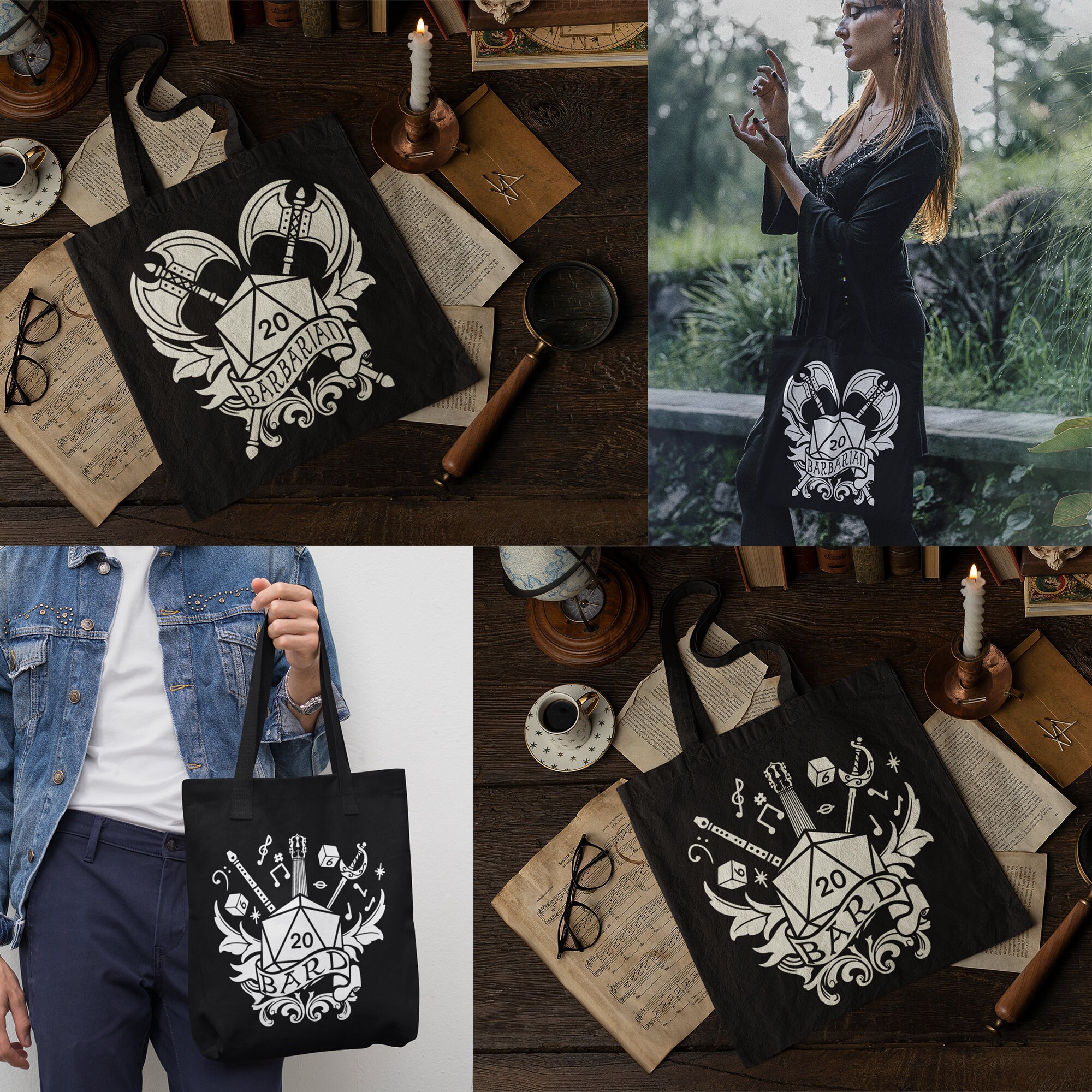 ThinkGeek D20 D&D Large Black Tote Bag Faux Leather Dungeons and Dragons Dnd Tote Bag - Etsy main image 3