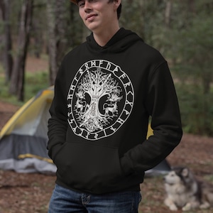 Bluza z kapturem Odin's Sacrifice - Norse Viking Clothing - Wzór z przodu