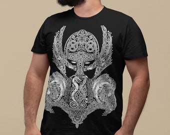Thor's Might: Guardian of Midgard - Norse Viking Clothing - Black and White Design on Front