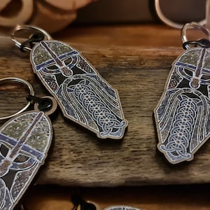 Knotwork Odin Key Chain - Norse Celtic - Inspired by Book of Kells - Coloured