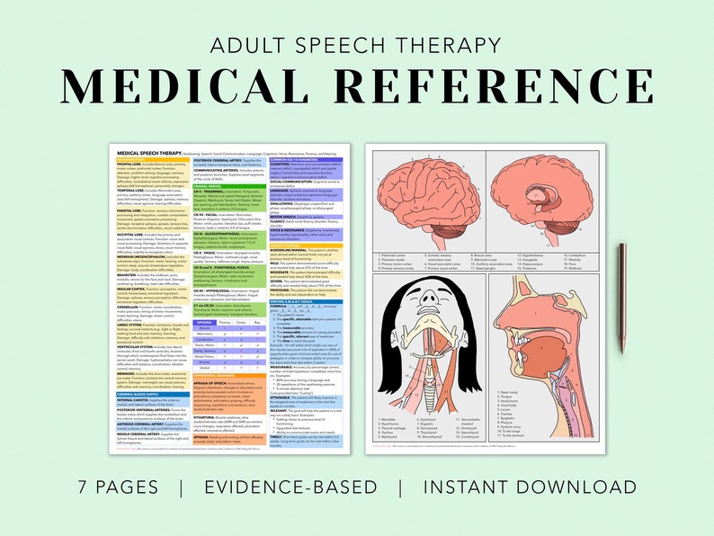 Medical SLP Reference Chart Instant Download Adult Speech image 1