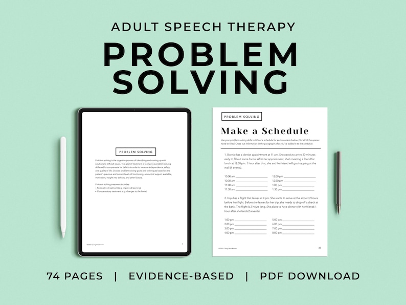 Problem Solving Pack PDF Patient Handouts Worksheets