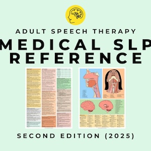 Tabla de referencia médica para logopedas (PDF), guía de estudio de terapia del habla y hoja de trucos para portapapeles.