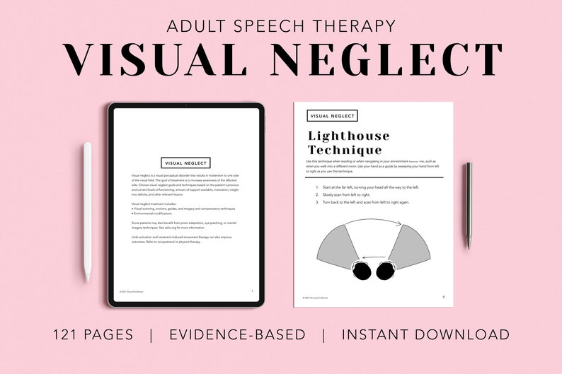 Visual Neglect Pack PDF Patient Handouts Worksheets image 0