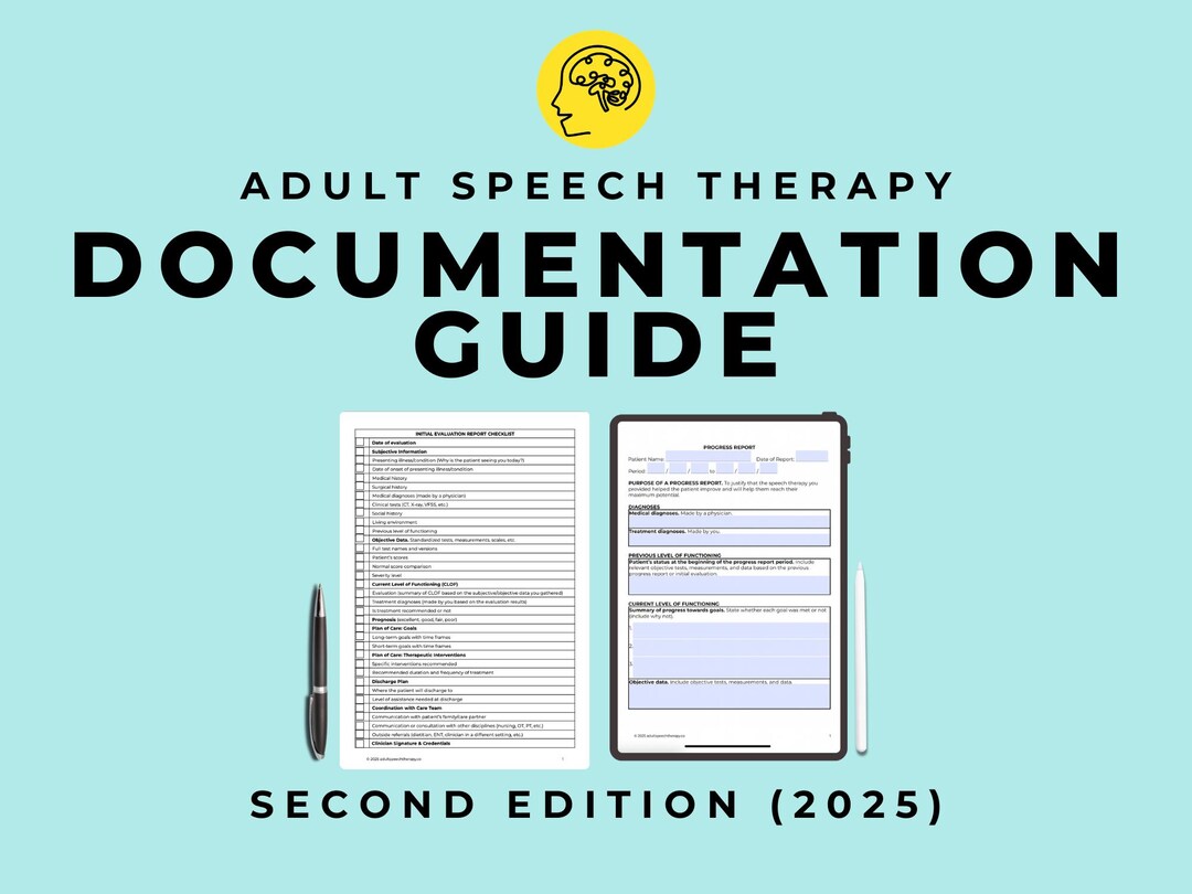 Adult Speech Therapy Documentation Guide, SLP Reports (PDF) - Etsy