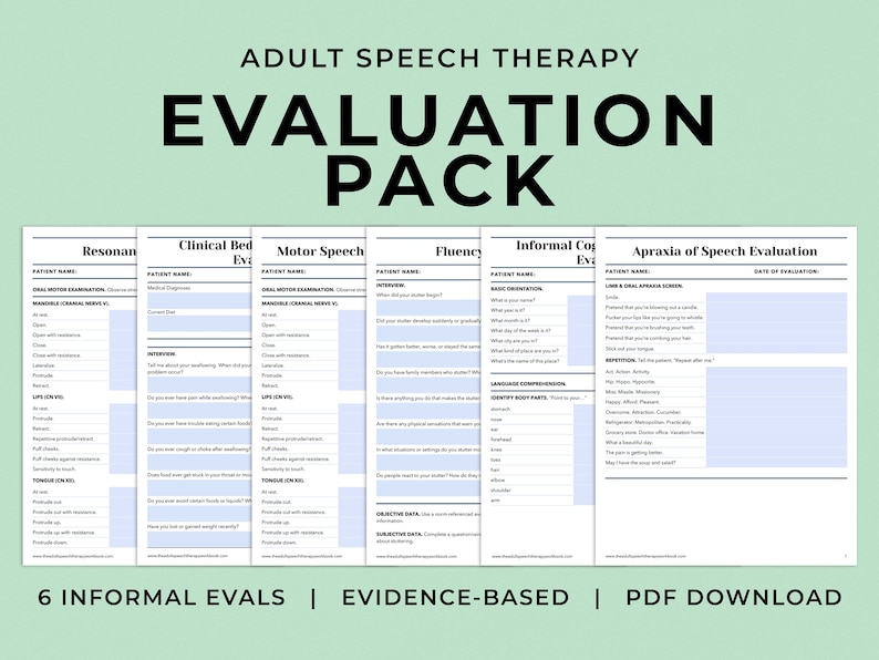 adult speech therapy evaluation pack