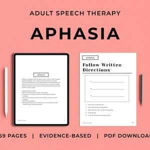 Aphasia Pack, PDF, Patient Handouts, Worksheets, Resources, Stroke, CVA, Medical SLP, Speech Therapy Treatment, Receptive Expressive Talking