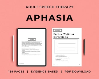 Aphasia Pack, PDF, Patient Handouts, Worksheets, Resources, Stroke, CVA, Medical SLP, Speech Therapy Treatment, Receptive Expressive Talking