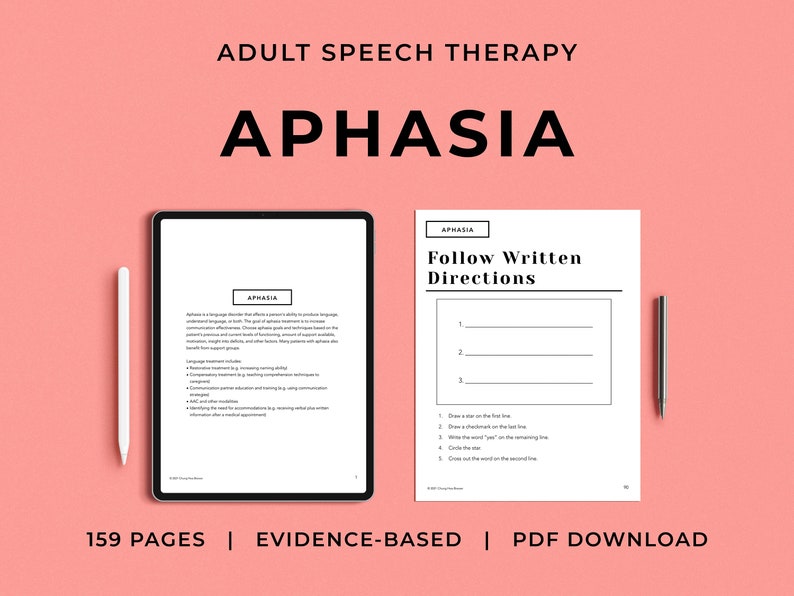 Aphasia Pack PDF Patient Handouts Worksheets Resources image 1