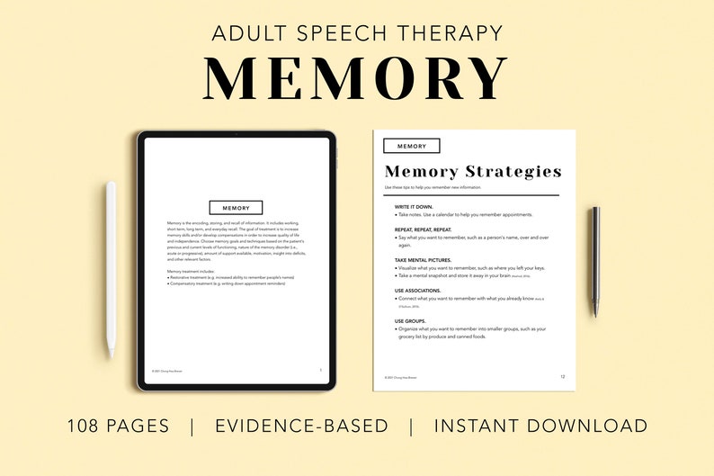 Memory Pack PDF Patient Handouts Worksheets Resources image 0