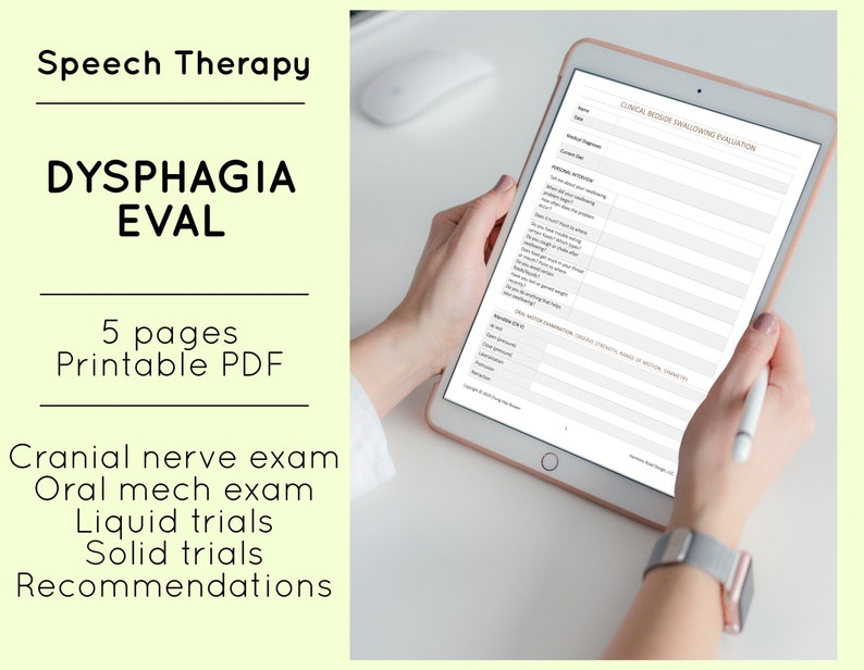 Virtual Speech Therapy Swallowing Evaluation SLP Eval Forms image 0