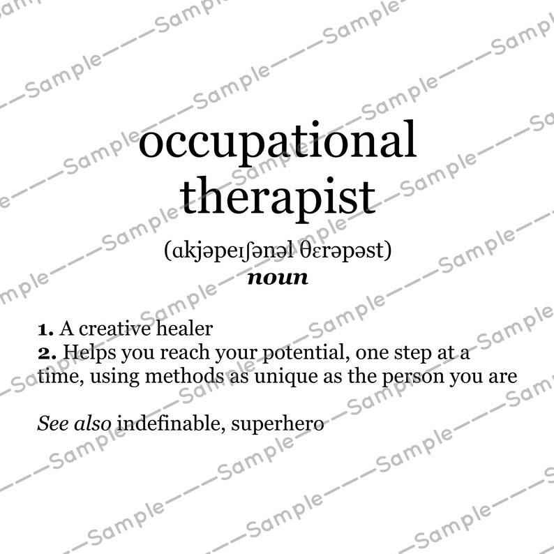 Occupational Therapist Definition Print Gift Printable PDF Etsy
