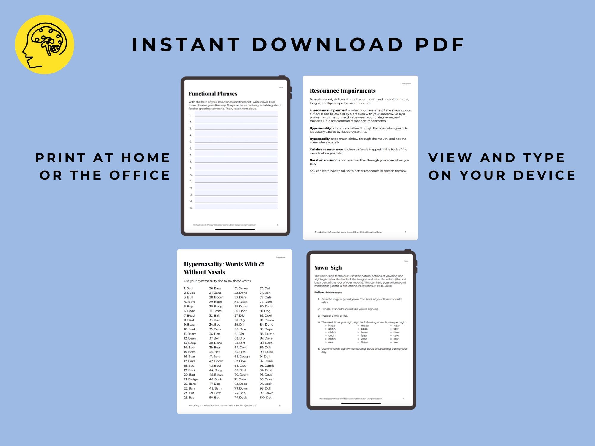 Voice Rase Pdf Adult Speech Therapy Voice & Resonance Workbooks (PDF) - Etsy
