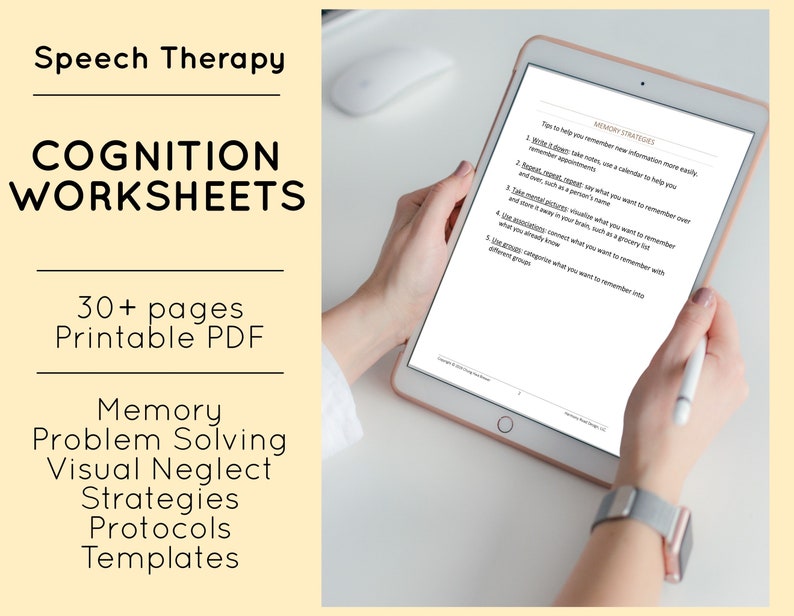 Speech Therapy Cognition Patient Handouts SLP Treatment Forms image 0