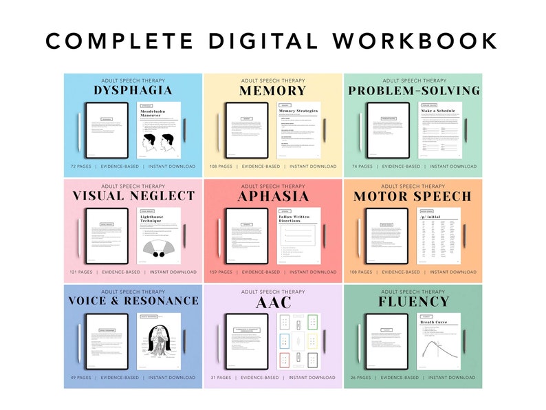 Complete Digital Adult Speech Therapy Workbook 9 PDF Packs image 1