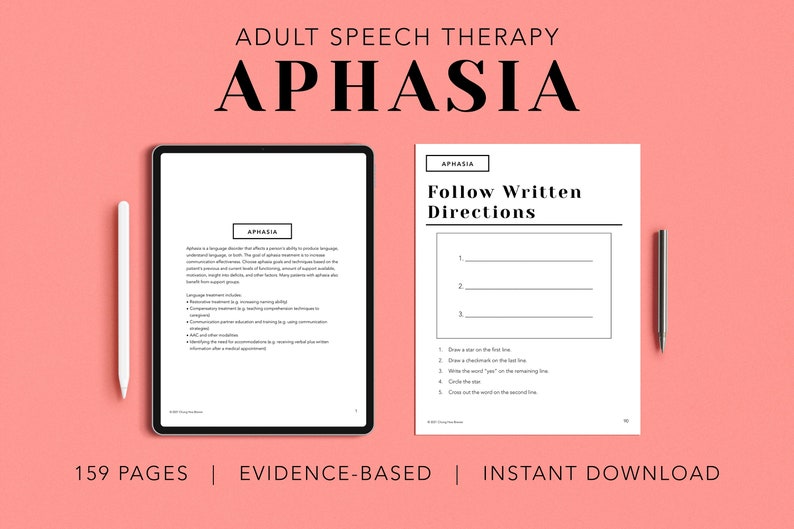 Aphasia Pack PDF Patient Handouts Worksheets Resources image 0