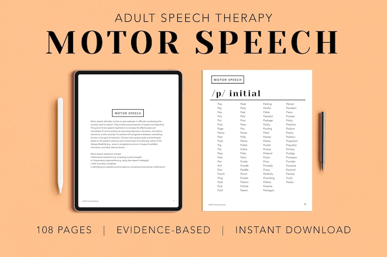 Motor Speech Pack PDF Adult Patient Handouts Worksheets image 0