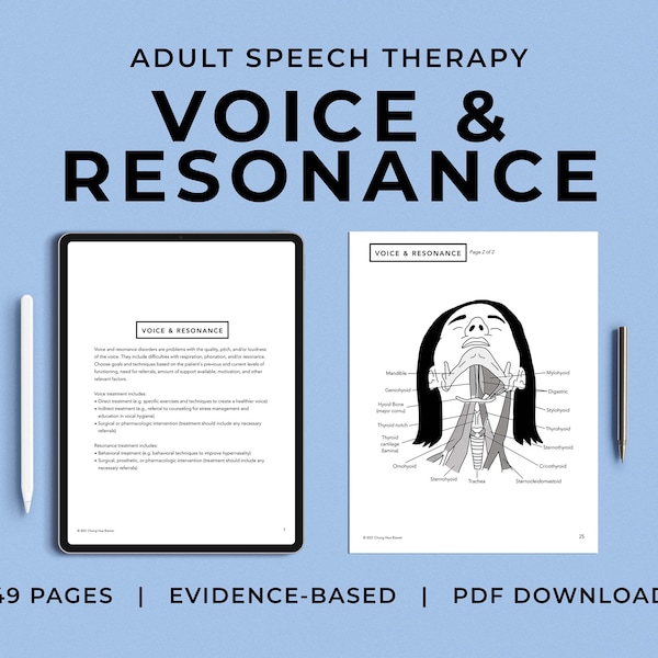 Voice and Resonance Pack, PDF, Patient Handouts, Worksheets, Resources, Medical SLP, Speech Therapy, student, treatment, Parkinson's Disease