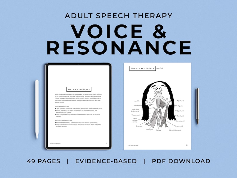 Voice and Resonance Pack PDF Patient Handouts Worksheets image 1
