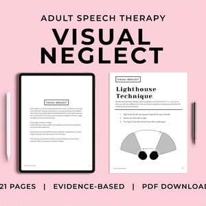 Visual Neglect Pack, PDF, Patient Handouts, Worksheets, Resources, Medical SLP, Speech Therapy, Treatment Activities, left neglect, student