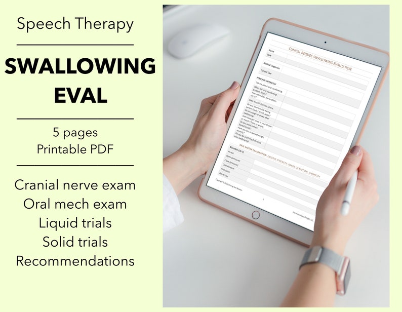 Virtual Speech Therapy Swallowing Evaluation SLP Eval Forms image 0