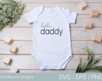 Hola papá, mamá, tía, tío, abuela, abuelo SVG - Baby Pregnancy Reveal Onesie / EPS / PNG / Instant Download / Svg Cricut File