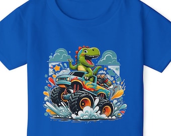 Dinosaur Riding Monstrous Big Truck Heavy Cotton™ Toddler T-shirt