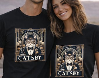 Catsby The Great Gatsby Funny Parody  Softstyle T-Shirt Tee Unisex Mens Womens Unisex Mens Womens