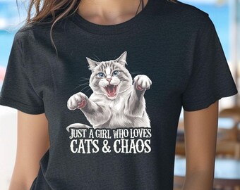 Cats & Chaos Shirt | Funny Cat Shirt for Cat Lovers, Cute Graphic Tee
