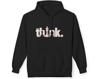 Think Chess Pieces Graphic Hoodie, Unisex Sweatshirt