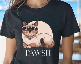 Pawsh Cat Lovers Pun Funny Cat T-Shirt Classy Kitty Unisex Bella Canvas Tee