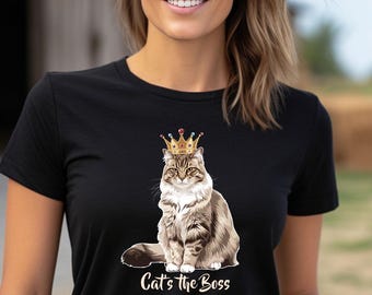 Cats the Boss Shirt Funny Cat Lover Tee Unisex Bella Canvas