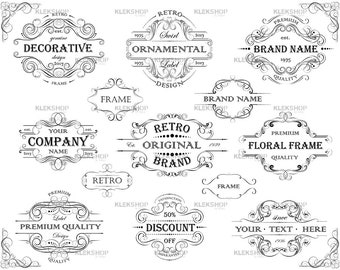 Vector Clipart Ornate Frames,Digital Frames, Borders Clip Art,Digital Labels,Frames Set,Swirls and Decorative frames,Wedding frames,PNG file