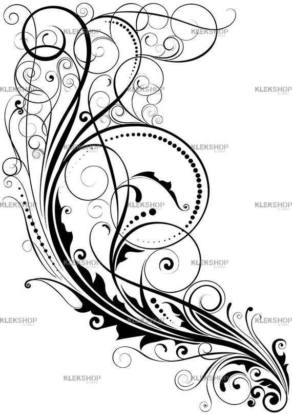 Wirbel Ornamentalen Abstrakten Floralen Design Wand Dekor Etsy